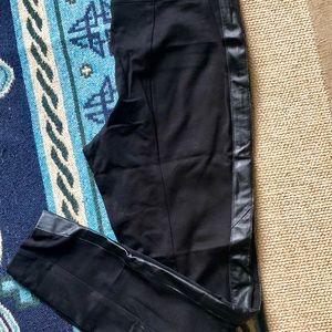 NWOT DKNY Black Leggings: Real Leather Side Detail